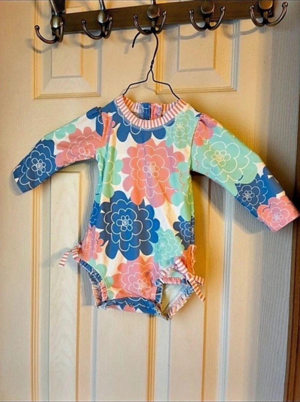 Ruffle Butts Floral Long Sleeve Swimsuit